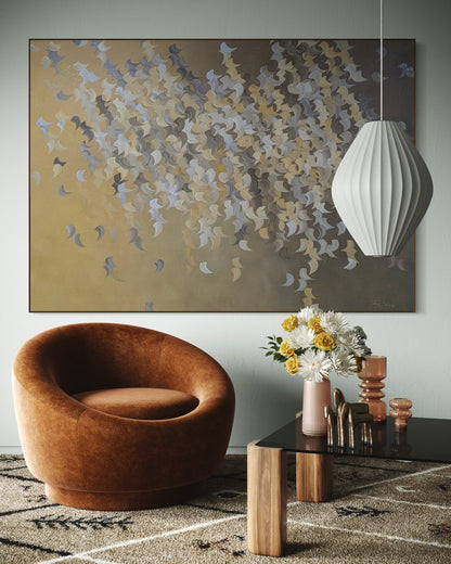 Calm Cascade with walnut frame