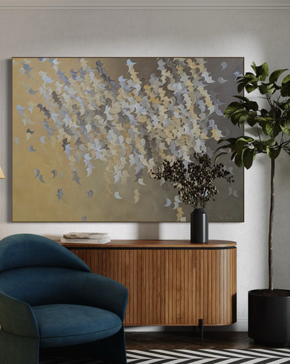 Calm Cascade with walnut frame
