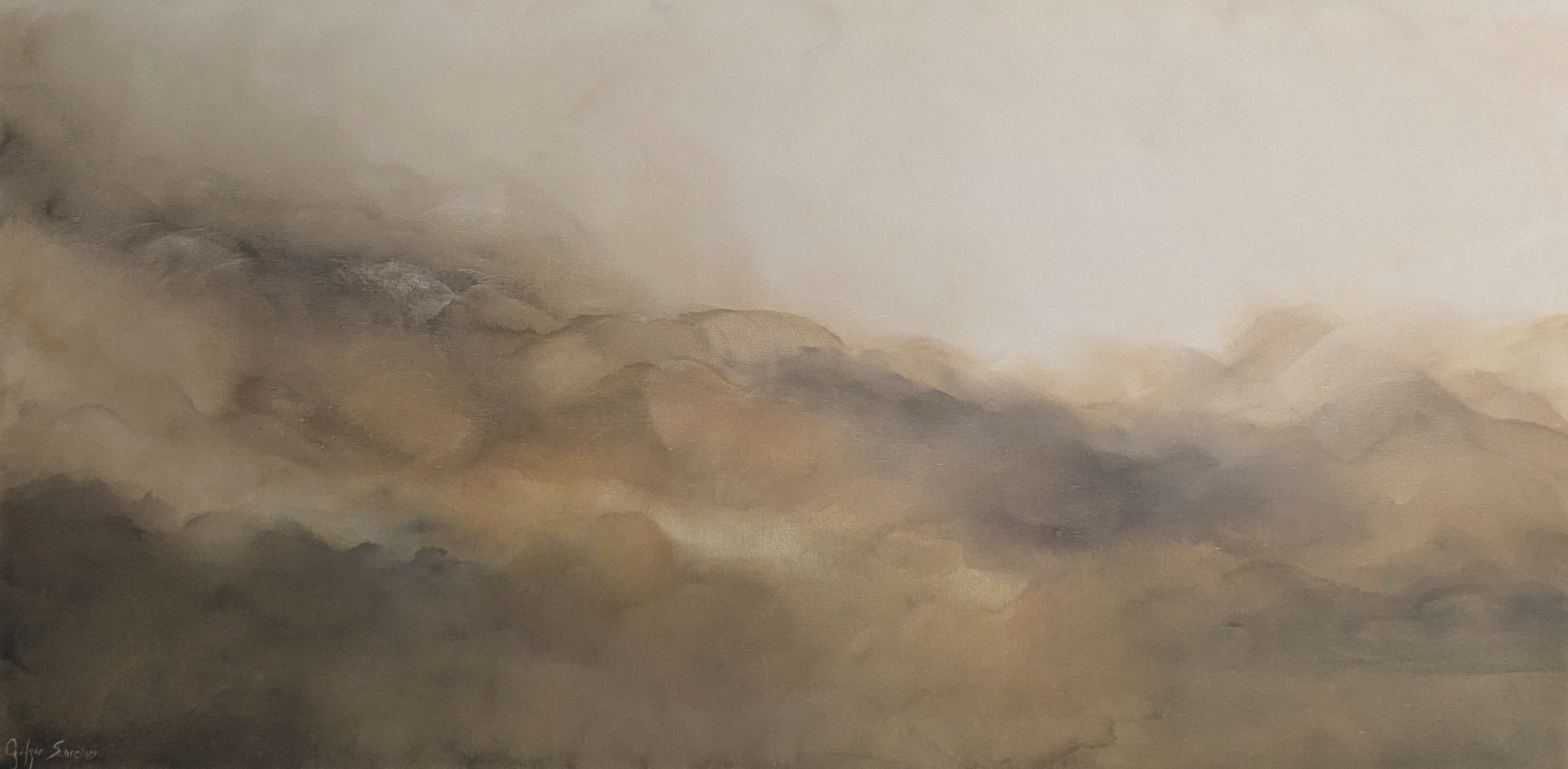 Dreaming Ground  (oak floating frame) - Gabriela Azar Schreiner art