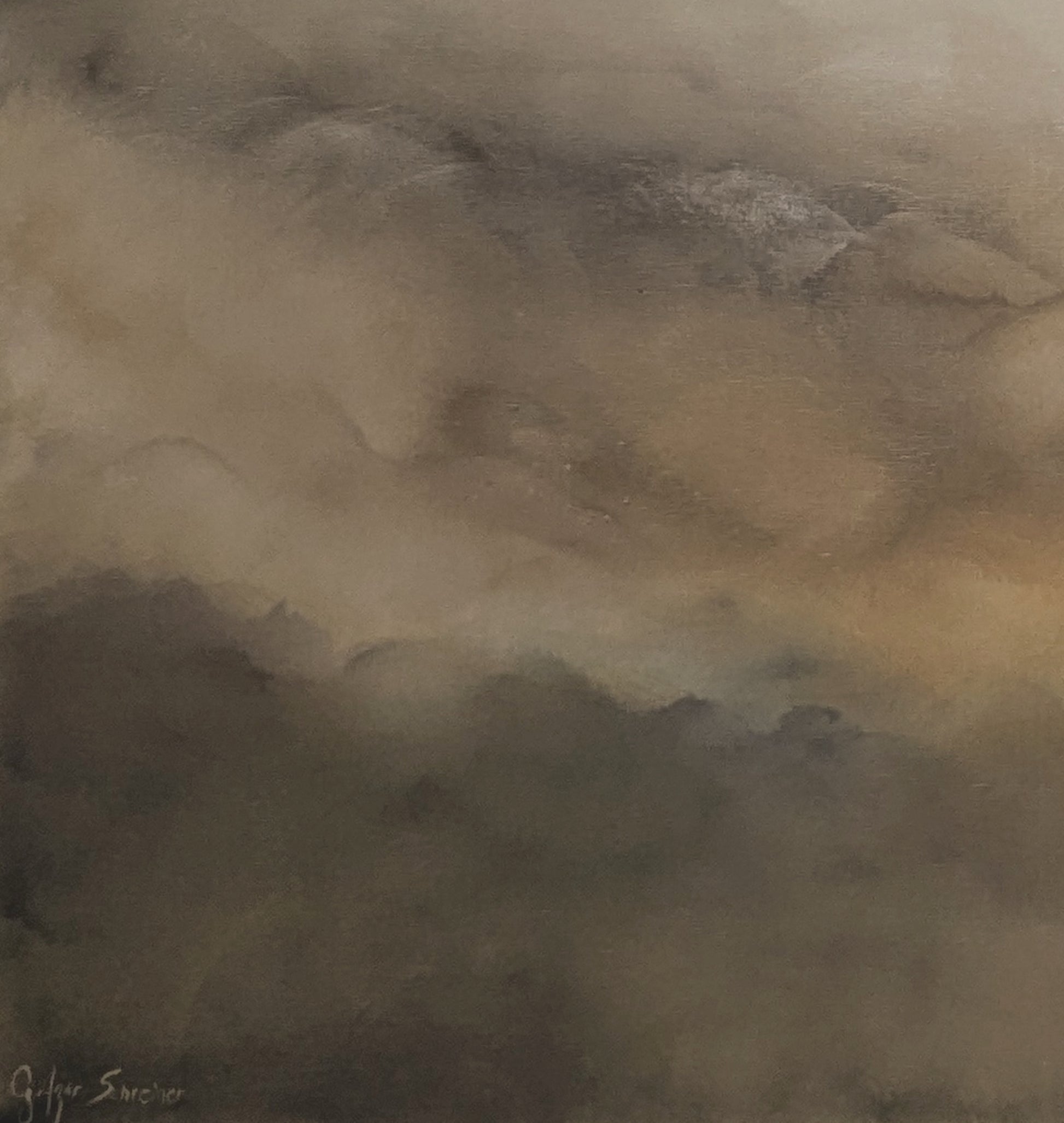Dreaming Ground  (oak floating frame) - Gabriela Azar Schreiner art