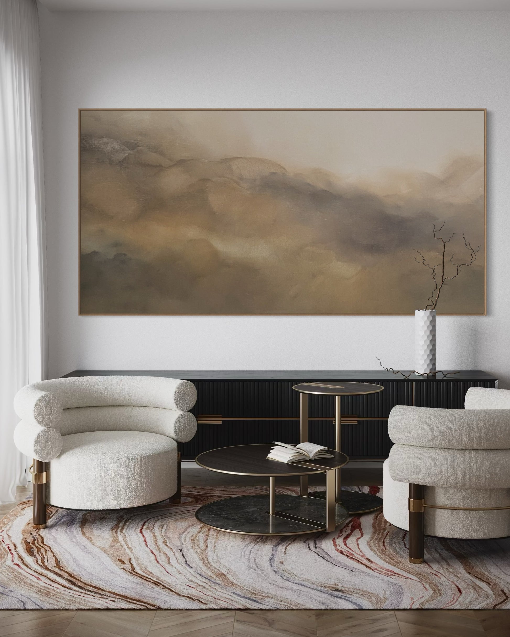 Dreaming Ground  (oak floating frame) - Gabriela Azar Schreiner art