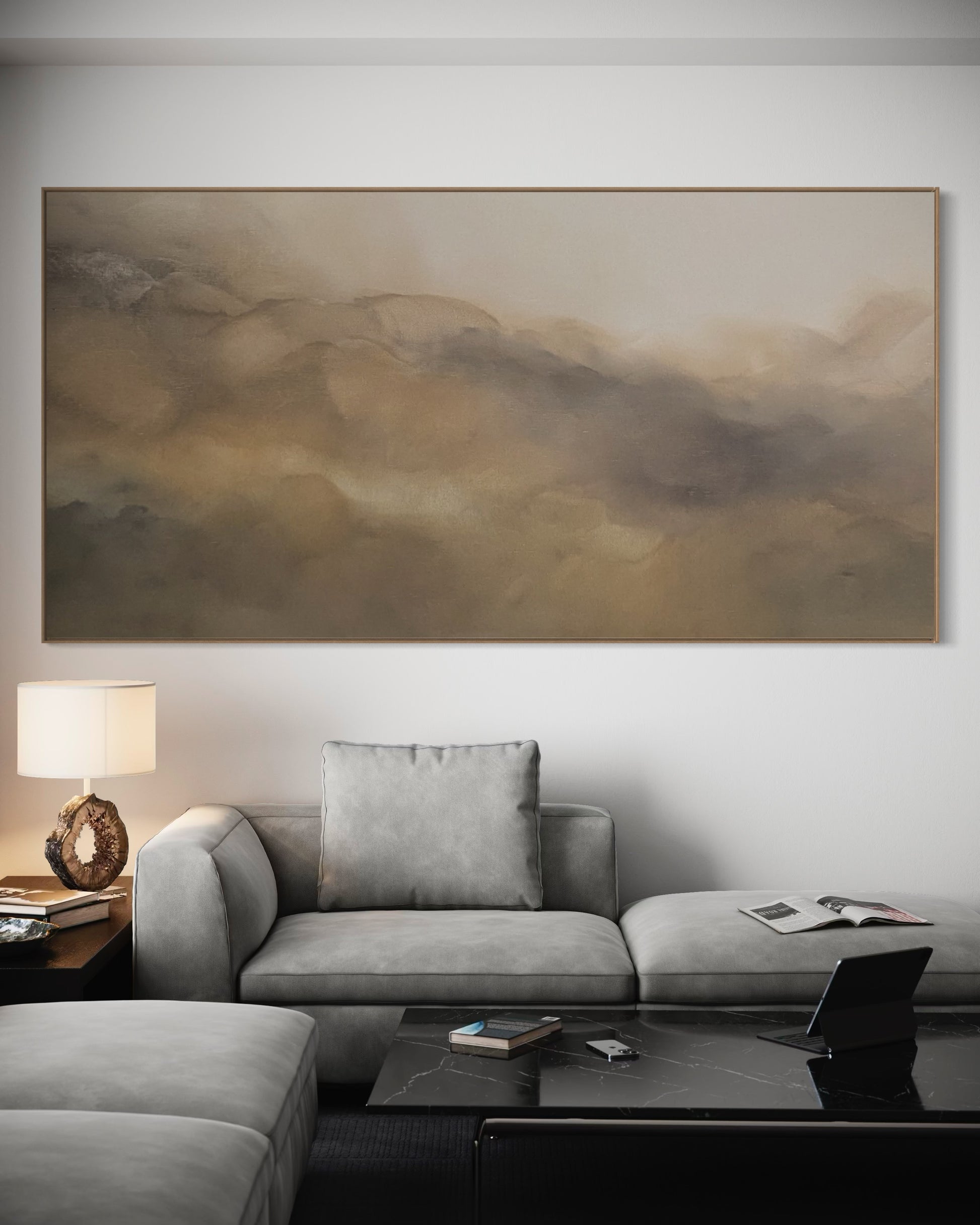Dreaming Ground  (oak floating frame) - Gabriela Azar Schreiner art