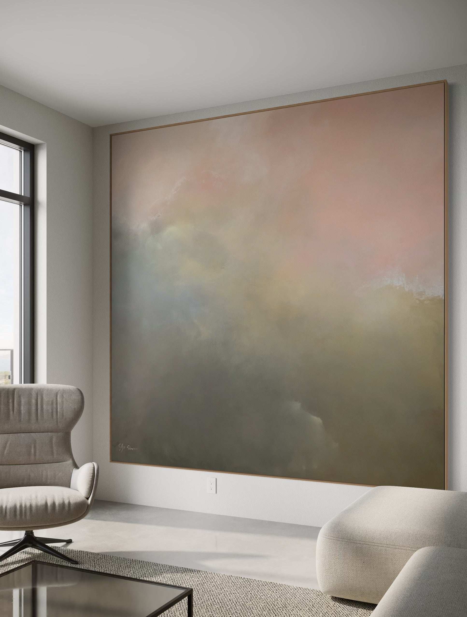 Ashes of a Sunset with floating frame. - Gabriela Azar Schreiner art
